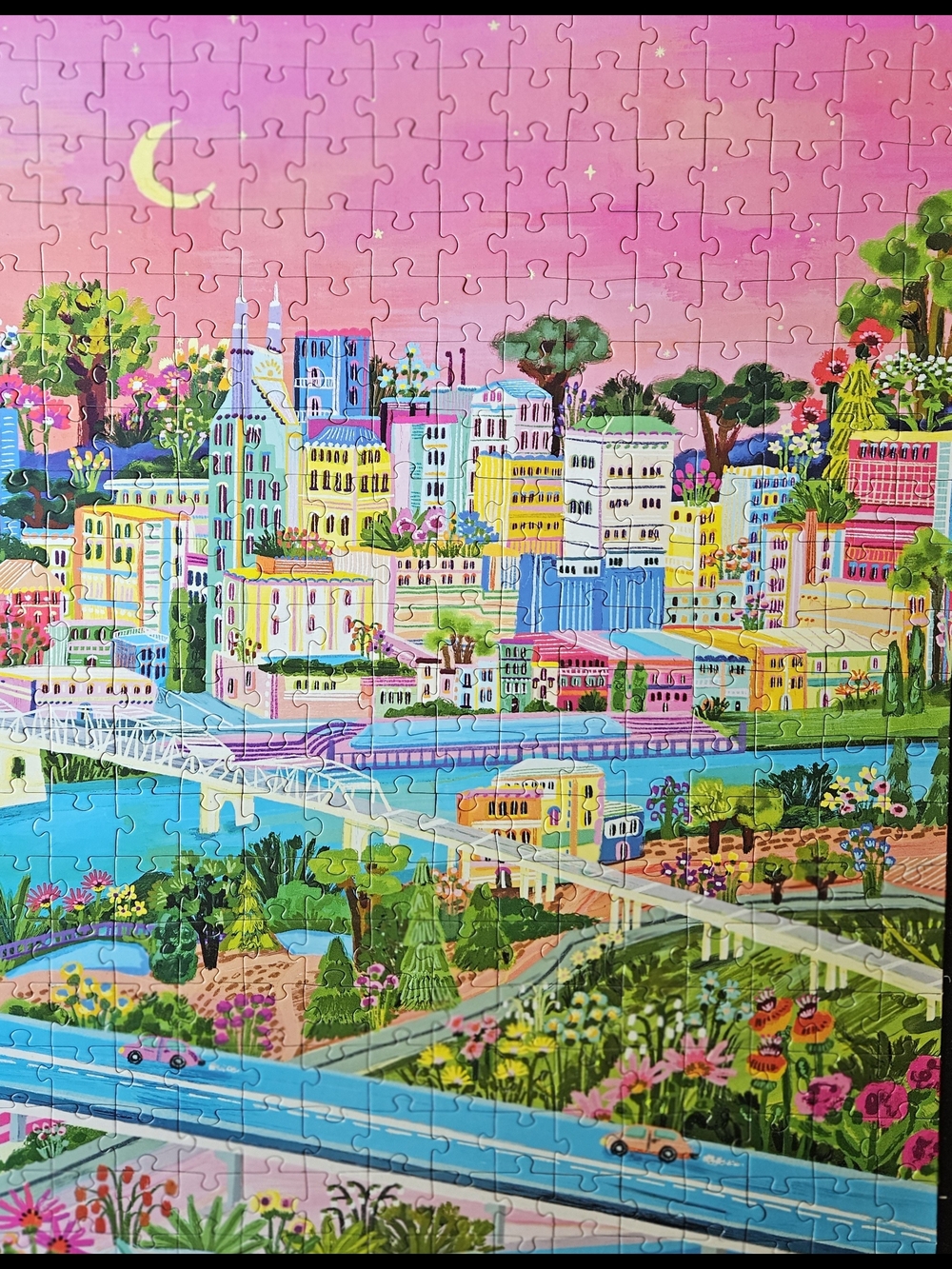 Millie Illustrates Nashville 300-Piece Puzzle - Vibrant Pink Cityscape - Picture 3 of 3